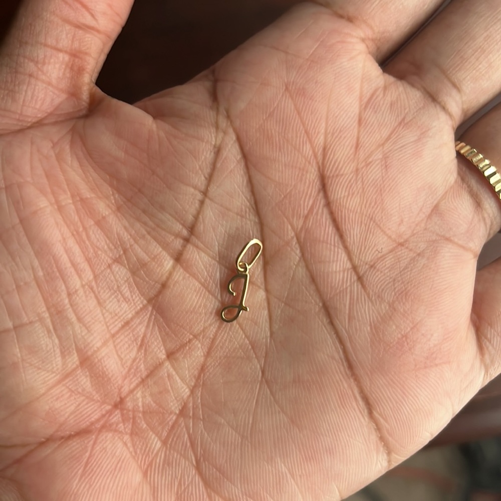 Mejuri Cursive Letter Charm “J” 14k solid gold